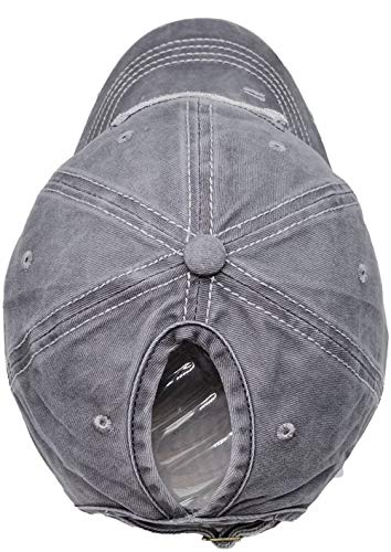 Women American Flag Ponytail Hat, Embroidery Adjustable Washed Distressed Messy Bun Baseball Cap … - color: Us Flag -Gray