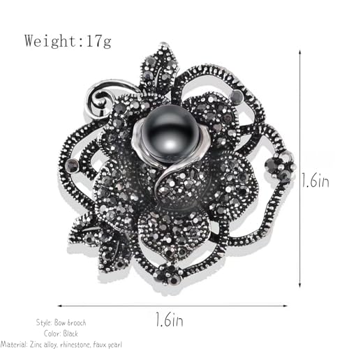 Brooch Pins For Women Fashion Elegant Brooches Lapel Badges Coat Sweater Scarves Shawl Dress Accessory Wedding Party Prom Jewelry - color: Black-Style 1