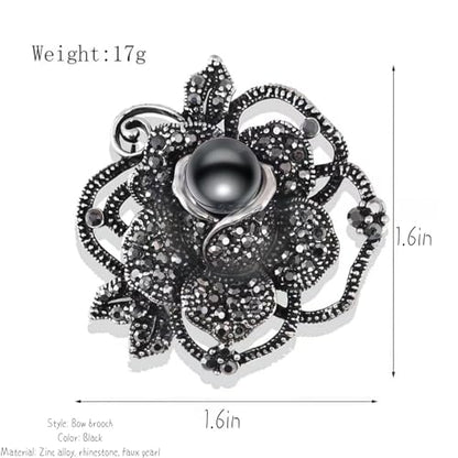 Brooch Pins For Women Fashion Elegant Brooches Lapel Badges Coat Sweater Scarves Shawl Dress Accessory Wedding Party Prom Jewelry - color: Black-Style 1