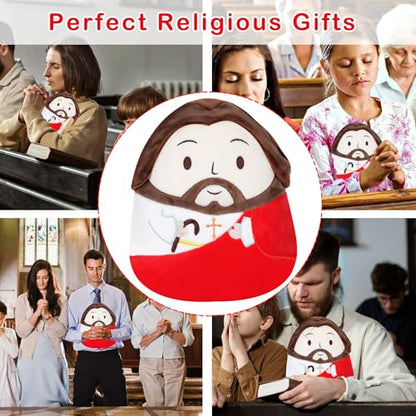 Jesus Plush Pillow Christian Gifts - Jesus Stuffed Animal Perfect Religious with Stunning Embroidery Cross Detail Red 10 Inch - style: Red Jesus Pillow