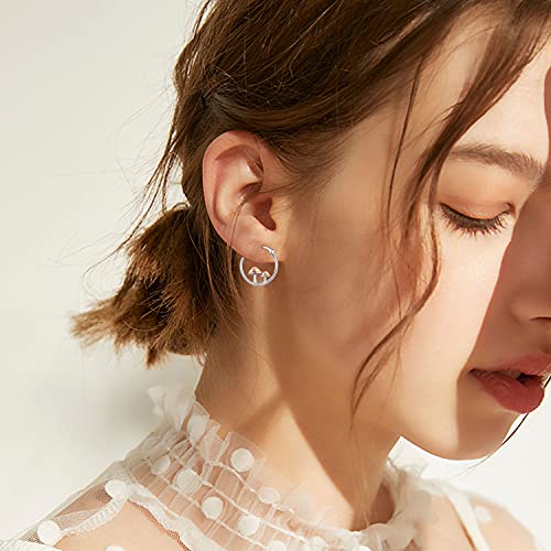 Fox/Pig/Mushroom/Cat Earrings Sterling Silver Cute Hoop Earrings Animal Jewelry Gifts for Women Daughter - style: Mushroom