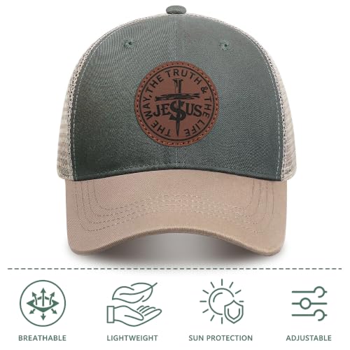 Christian Hats for Men Women Religious Gifts - color: Jesus- Grey Green