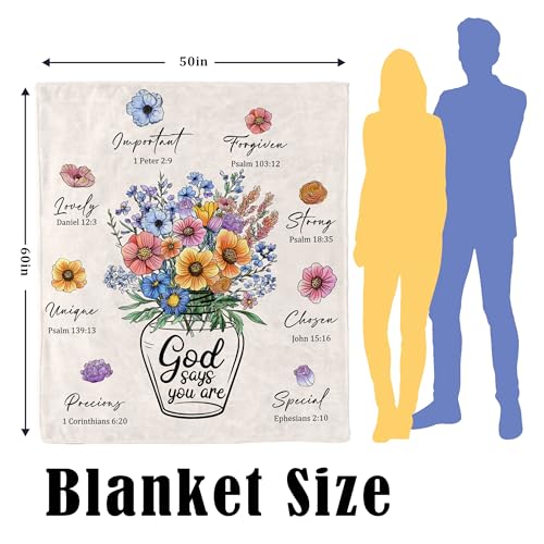 Christian Gifts for Women, Religious Birthday Gifts for Women Throw Blanket - color: Flower-god Says You Are