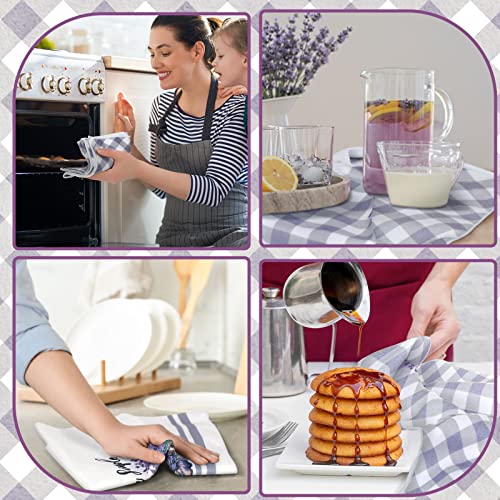 Boyiee 6 Set Lavender Kitchen Towels Purple Floral Dishcloth - color: Lavender