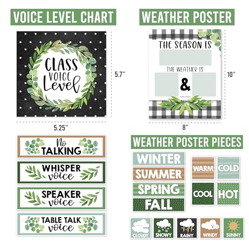Classroom Calendar Set Bulletin Board Decorations, 98pc School Calendar Set - color: Farmhouse Classic