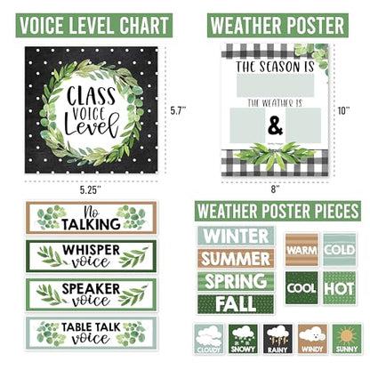 Classroom Calendar Set Bulletin Board Decorations, 98pc School Calendar Set - color: Farmhouse Classic