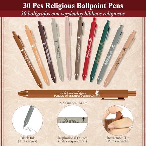 Kosiz 60 Pcs Spanish Christian Notebooks Pens, Special Style, Retro Color - color: Retro Color, style: Special Style