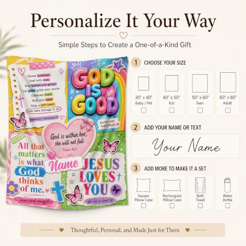 Custom Kids Blanket Gift, Personalized God Theme Blanket for Bedroom - color: Yellow