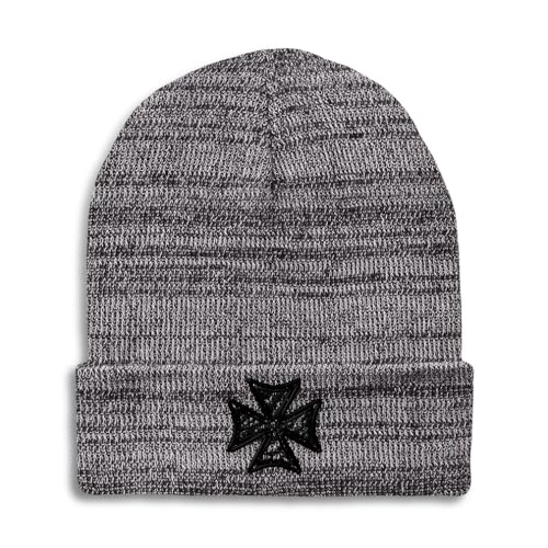 Custom Beanies for Men Iron Cross God Jesus Christ Christian Skull Cap Winter Hats for Women One Size - color: Heather Grey Design Only