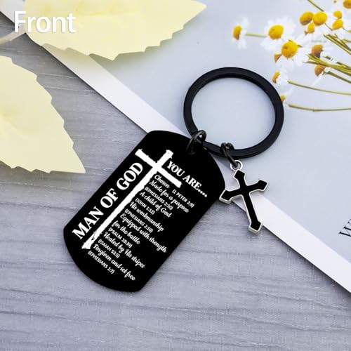 Christian Gifts for Men Bible Verse Keychain for Men Cross Keychain