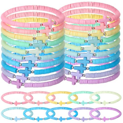 Landical 30/50/100 Cross Bracelets Bulk Jesus Women - color: Pastel