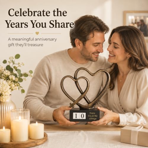 for Couples, Cross Heart Statue with Year Blocks