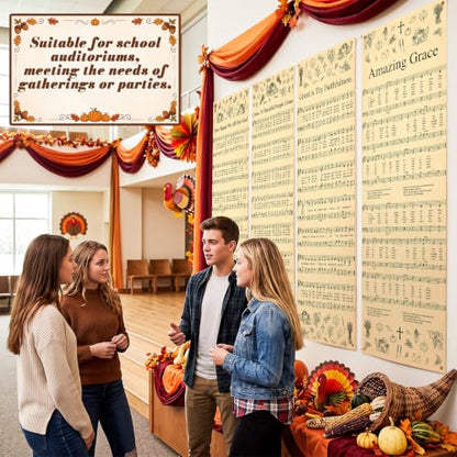Hosuly 4 Pack Thanksgiving Hymn Banners 2x6 Feet Church Sanctuary Decor - size: 2 x 6 Feet, style: Thanksgiving