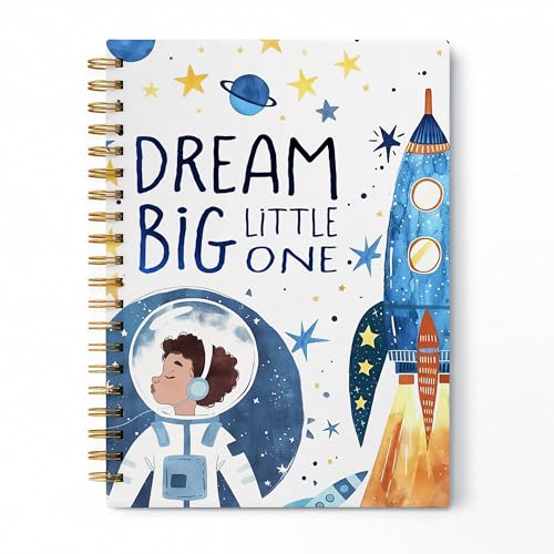 Space Astronaut Rocket Spiral Notebook, Astronaut Gifts Journal for Kids Boys, Dream Big Little One Spaceman Planet Cosmic Hardcover Lined Notebook Journal, 5.5x8.3 Inch - color: pattern-14