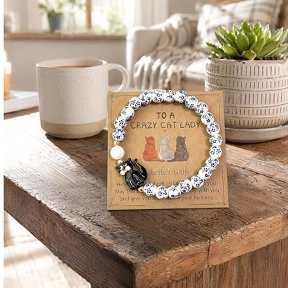 Virgin Mary Cross Bracelet with Miraculous Medal & Crucifix Charm - color: Black cat