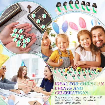 Bememo 25Pcs Mini Jesus Figure for Religious Favor,Green - color: Green