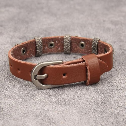 Jeilwiy Punk Rock Gothic Black Rivet Leather Spiked Necklace Collar Neckband Leather Choker Necklace for Women Mom Gifts Adjustable - color: HGB153-Brown