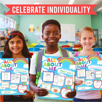 20 All About Me Posters Elementary Classroom Decor, Star Student Poster - color: Blue