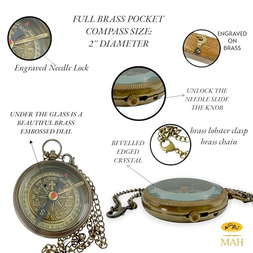 Handmade Religious Brass Compass Gift with Engraved & Embossed Faith Messages – Inspirational Christian Religious Gift Keepsake for Baptism, Confirmation, Christening, First Communion or Christmas - style: Man of God – Edition 1