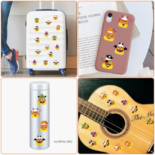 Haooryx DIY Candy Sticker Roll - 300Pcs Halloween Funny Candy Corn Stickers, Make Your Own Sweet Face Decals, Waterproof Vinyl Decors for Kids Laptop Scrapbook Water Bottle Birthday Party Favor Supply - style: Halloween Candy Corn 1Roll