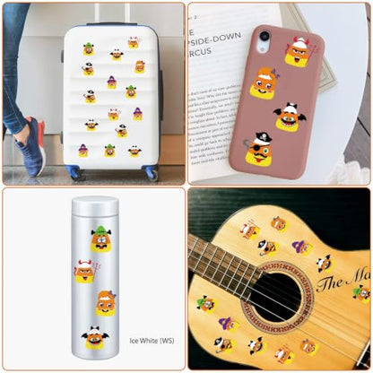 Haooryx DIY Candy Sticker Roll - 300Pcs Halloween Funny Candy Corn Stickers, Make Your Own Sweet Face Decals, Waterproof Vinyl Decors for Kids Laptop Scrapbook Water Bottle Birthday Party Favor Supply - style: Halloween Candy Corn 1Roll