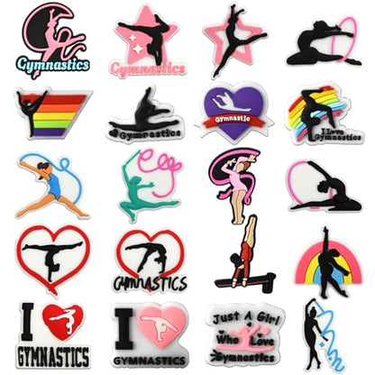 Cute Pins Bulk, Funny Lapel Badge Pins Rubber Brooch Pins for Backpacks, Hats, Bags - style: Gymnastics-20PCS