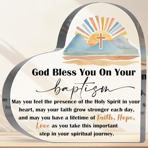 Baptism Gifts for Newborn, Girl Boys First Communion Gift, Religious Christening Confirmation Inspirational Sign, Birthday Holy Communion Keepsake for Granddaughter Grandson - style: Baptism Sign 032