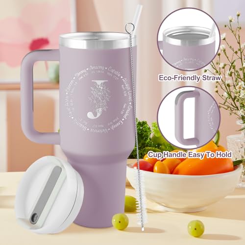 Christian Gifts for Women - Monogrammed 40 oz Engraved Tumbler, Religious and Spiritual Inspirational Faith-Based Bible Gift, Initial Cup - style: J