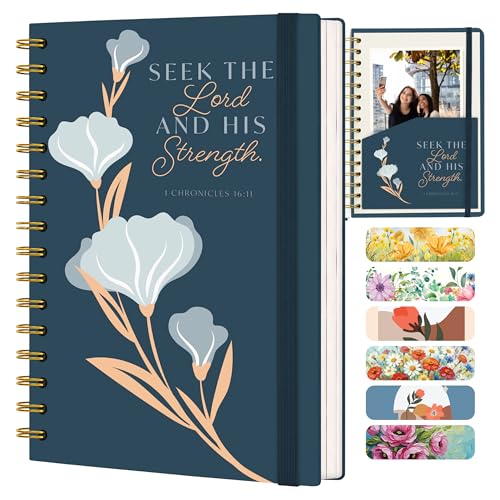 Hardcover Blank Christian Notebook – 140 Pages – Seek the Lord - color: Blue