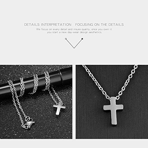 TEMICO Tiny Simple Cross Pendant Necklace for Children Boys Girls Teenage - color: Silver