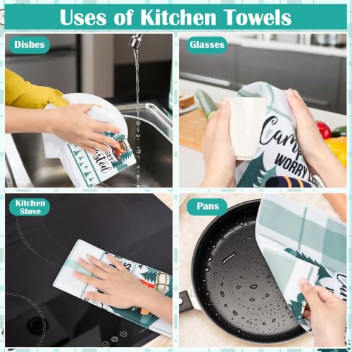 R HORSE 5 Pack Funny Camping Kitchen Dish Towels - color: Camping