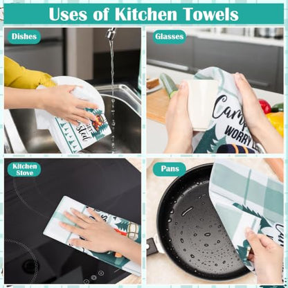 R HORSE 5 Pack Funny Camping Kitchen Dish Towels - color: Camping