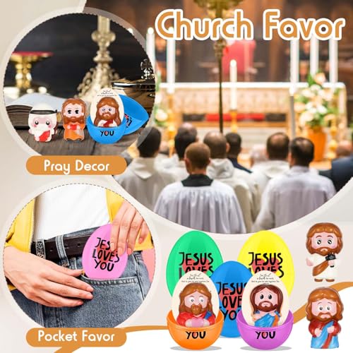 VioraWhite 24 Set Jesus Loves You Easter Eggs with Mini Balls, Special - style: Special