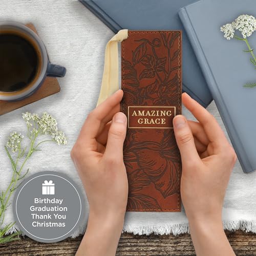 Christian Art Gifts Premium Faux Leather Bookmark for Women: Amazing Grace