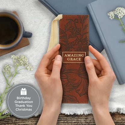 Christian Art Gifts Premium Faux Leather Bookmark for Women: Amazing Grace