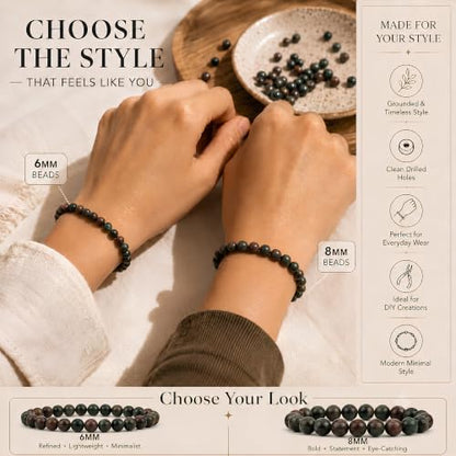Cherry Tree Collection 100PCS 6mm Bloodstone Round Bead Craft Kit - color: bloodstone, size: 6mm