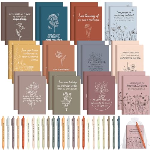 Mooliwe 24 Pcs Affirmation Notebooks Pens Bulk Gifts, Gratitude,Fresh - style: Fresh
