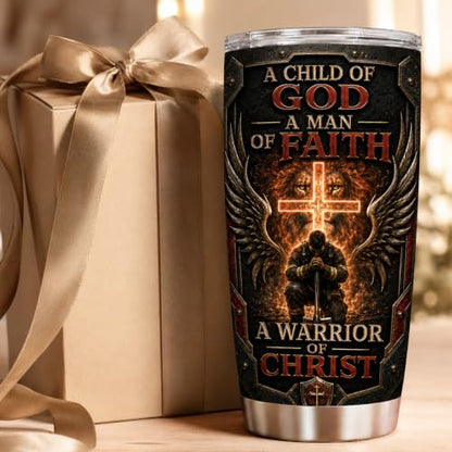 Personalized Christian Gifts For Men - A Child Of God Religious Faith Warrior Tumbler V11 - Man Of Faith Christ Bible For Dad, Husband, Grandpa on Fathers Day, Christmas, Birthday - color: CH-VAR-11