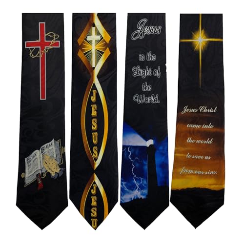 Pack of 4 Novelty Print Mens Neckties Christian Religious Jesus Neck Tie - color: 11