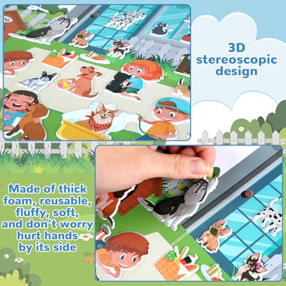 Pet Shop 3D Puffy Sticker Activity Book 100 Reusable Stickers Activities Puppy Sticker Book Cute Dog Cats Christmas Removable Stickers for Gifts Toys Supplies Favor - style: Pet Shop