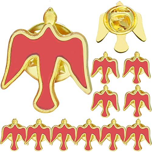 12 Pcs Holy Spirit Lapel Pin, Enamel Dove Confirmation Favors - color: Red