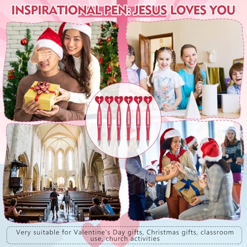 Sayglossy 60 Pcs Christian Jesus Loves You Pens Bulk, Red - color: Red