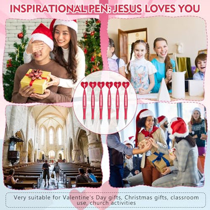 Sayglossy 60 Pcs Christian Jesus Loves You Pens Bulk, Red - color: Red