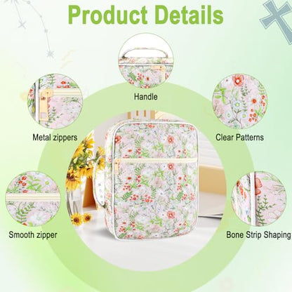 Zkptops Bible Cover Case for Women Large Bible Bag Cotton Quilted Bible Carrying Case with Zipper Pocket and Handle Carrying Book Cover for Christian Study Supplies Christian Gift(Jungle Flowers) - color: Fr Jungle Flowers