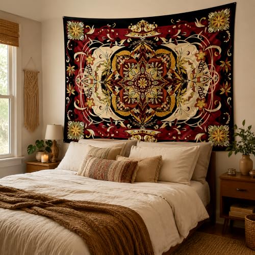 CHDGDHC Red Moth Tapestry, Boho Mandala Wall Decor, 79.92x59.84 in - color: Burgundy, size: 79.9"L x 59.8"W