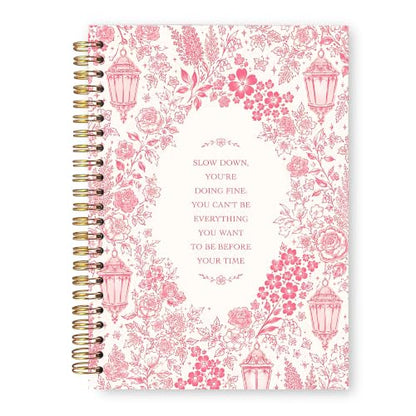 Coquette Pink Flower Lantern Notebook Gift for School Study 5.5x8.3 - color: Pink Flower Lantern