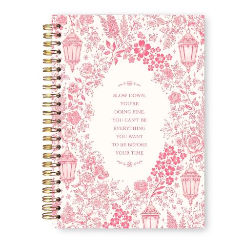 Coquette Pink Flower Lantern Notebook Gift for School Study 5.5x8.3 - color: Pink Flower Lantern