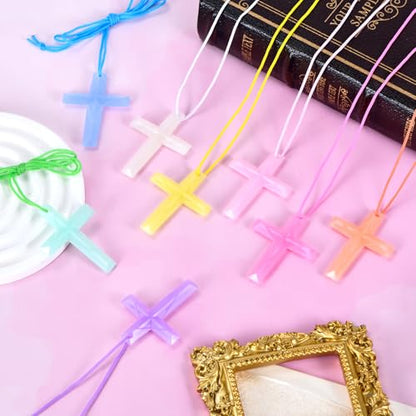 256 Pack Colorful Cross Necklaces Bulk for Church Events and Giveaways - color: 256PCS