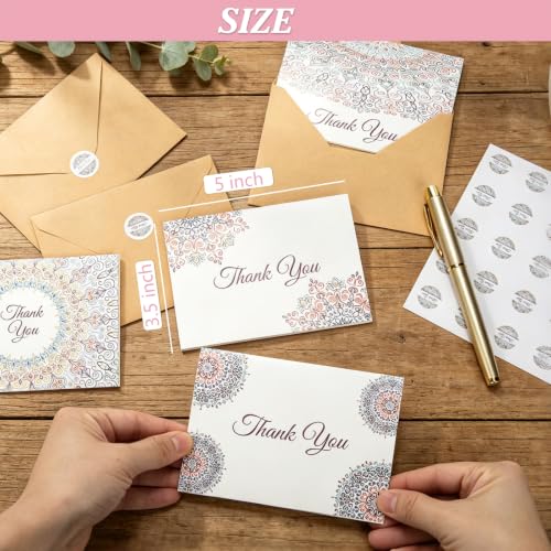 ARTLYMERS Thank You Cards with Envelopes & Sticker, Glossy 3.5"x5", 52 Pack