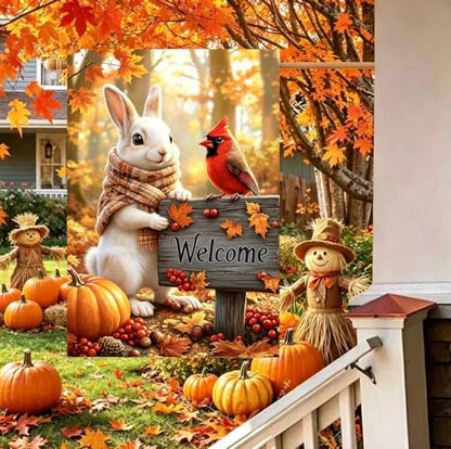 Large Fall Welcome House Flags for Outside 28 x 40 Double Sided - color: Fall, size: 28x40 Inches